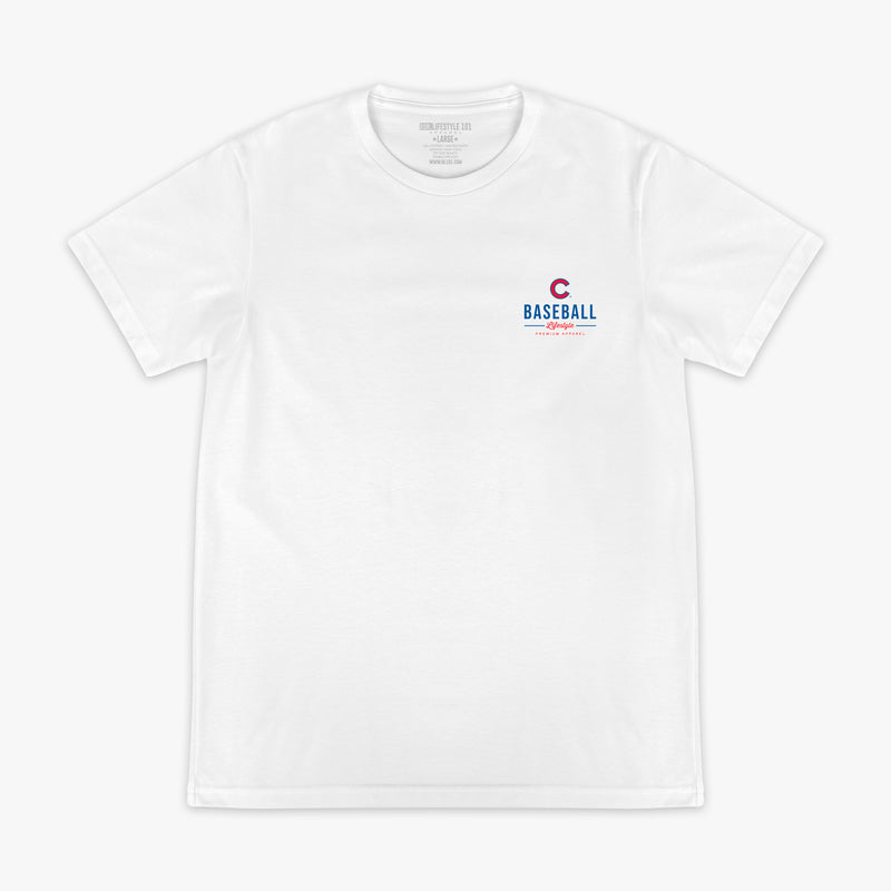 White graphic tee with "Chicago Cubs Ice Cream" design - front view