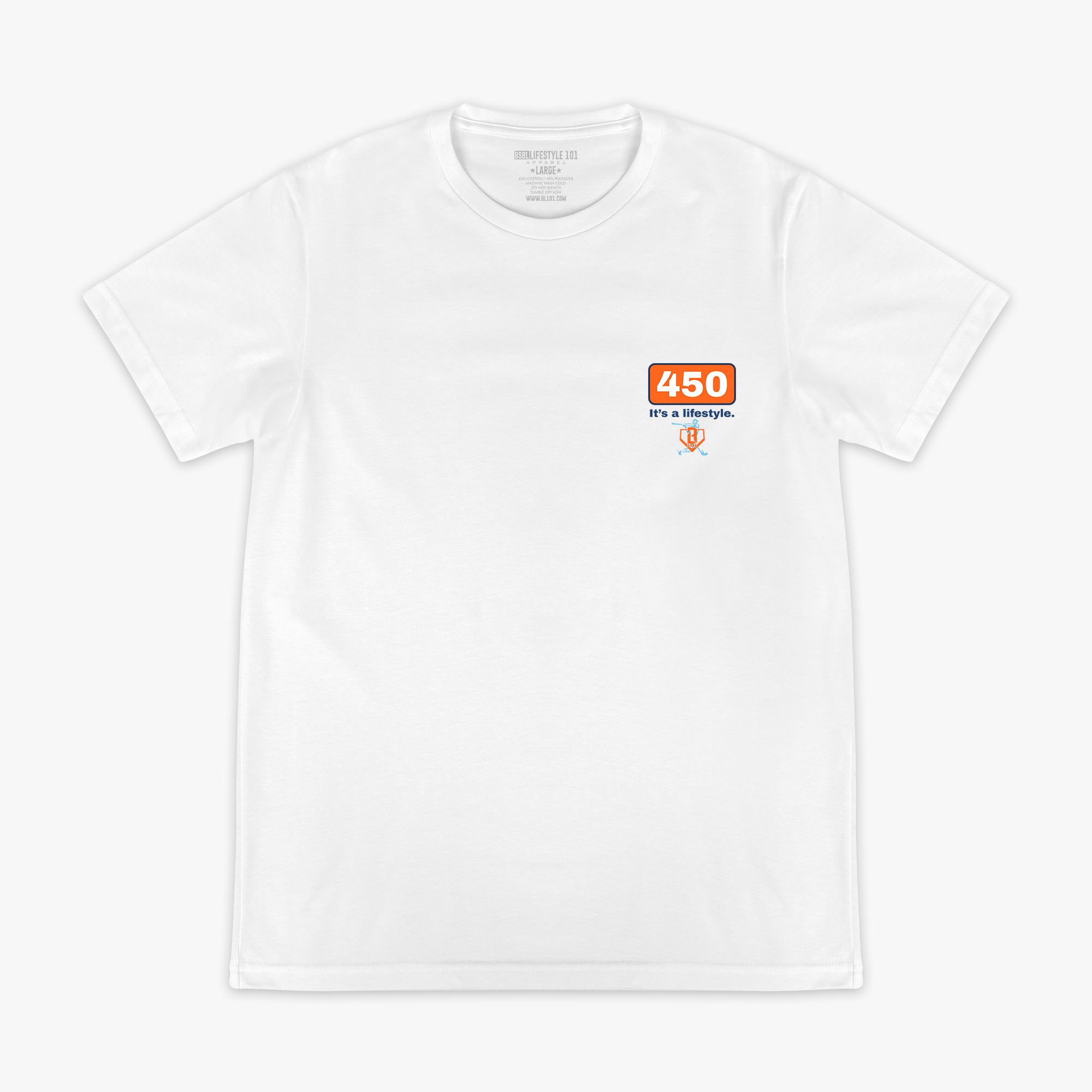 White Dead Center graphic tee — front view