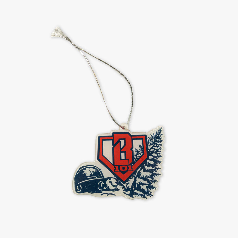 White ornament with "Deck The Halls Ornament" design