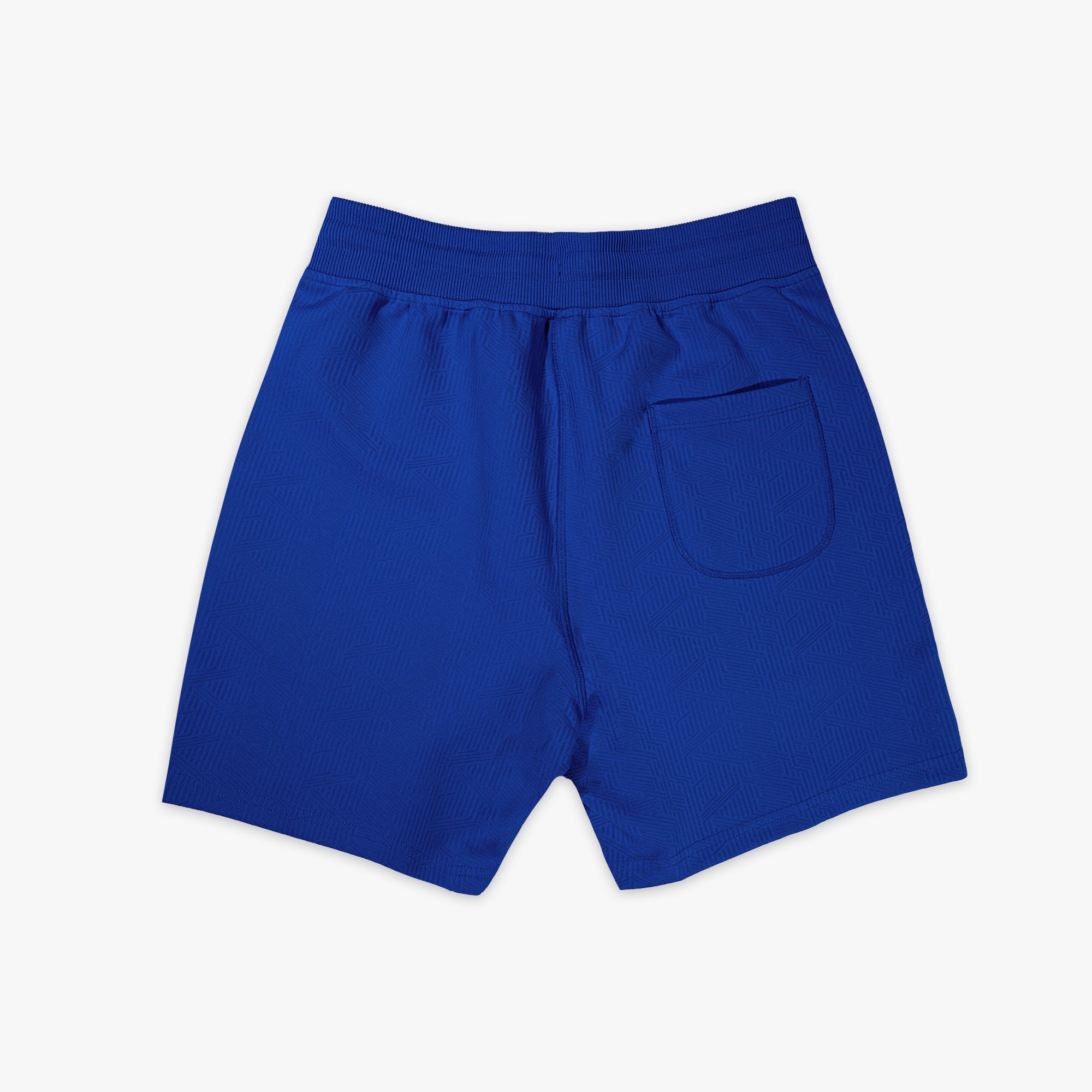 Black shorts with a small logo on a white background
