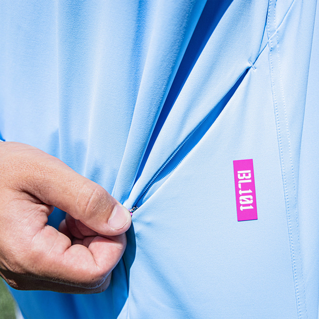 Adult model wearing blue Diamond Tech Scuba Cotton Candy hoodie