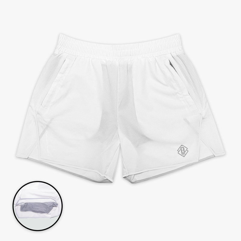 White Diamond Tech with Liner shorts — front view