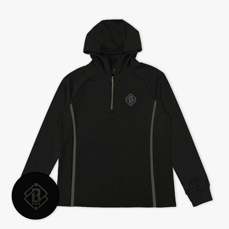 Diamond Tech Knit Zip Youth Hoodie - Black