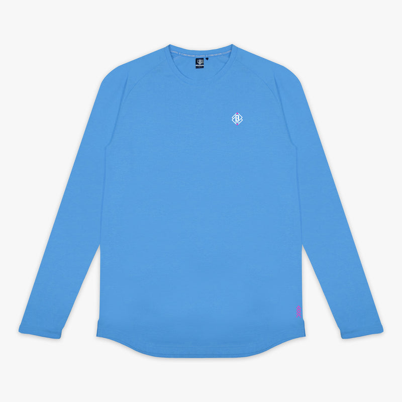Blue Diamond Tech Long Sleeve Cotton Candy Blue long sleeve tee - front view