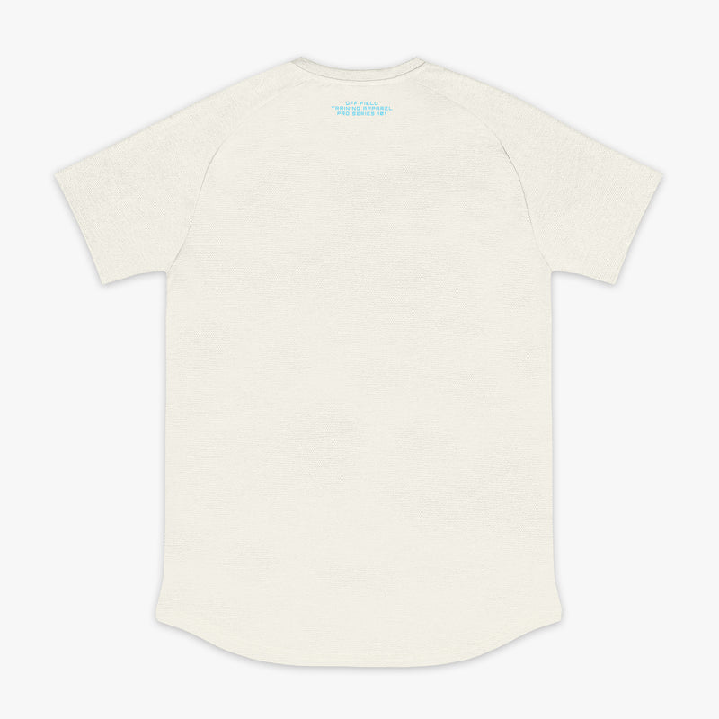 Bone and light blue Diamond Tech graphic tee — back view