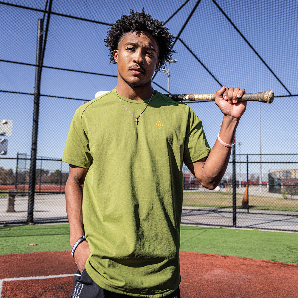 Diamond Tech Tee - Olive Green/Orange