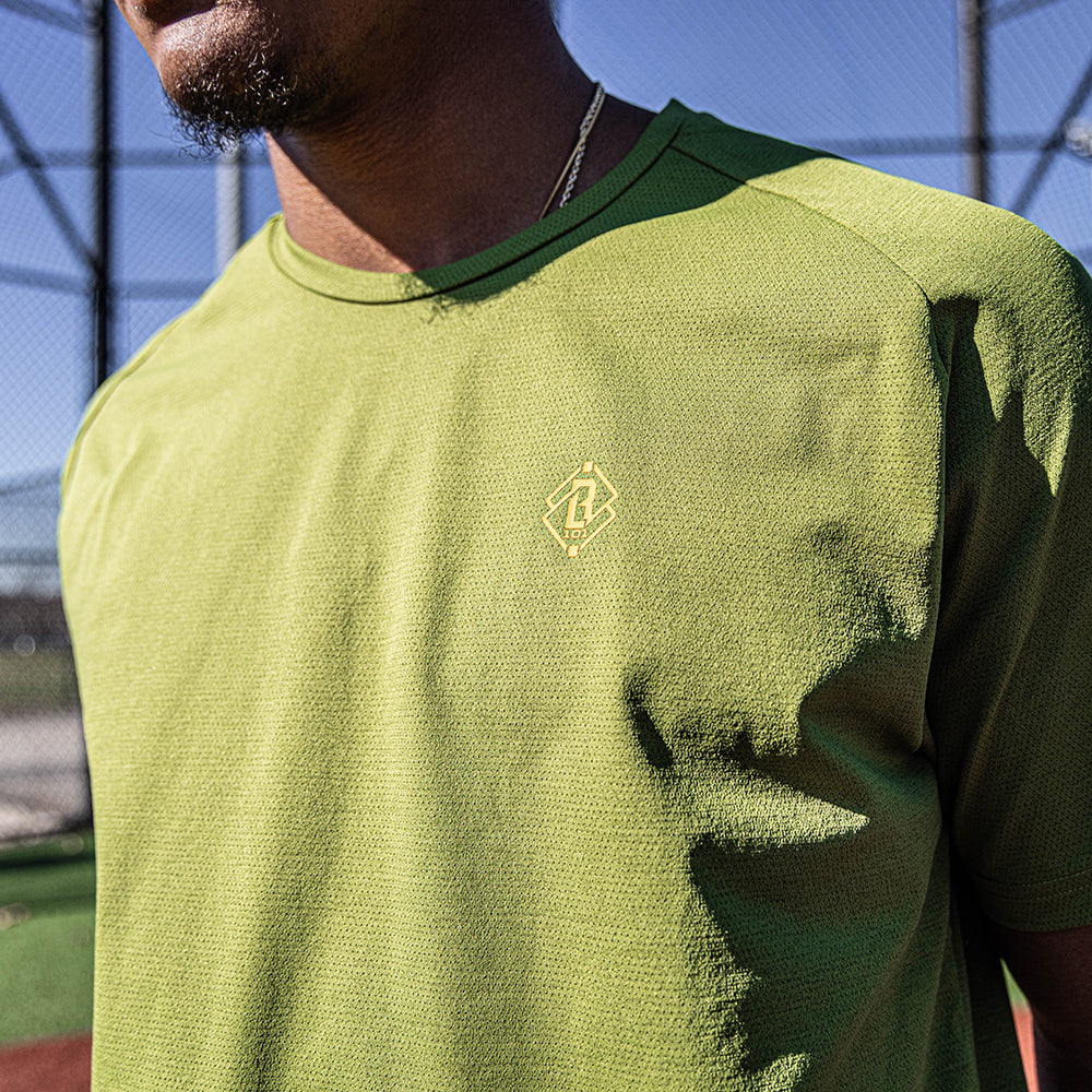 Diamond Tech Youth Tee - Olive Green/Orange