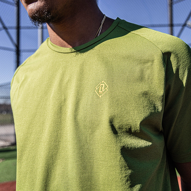 Diamond Tech Tee - Olive Green/Orange