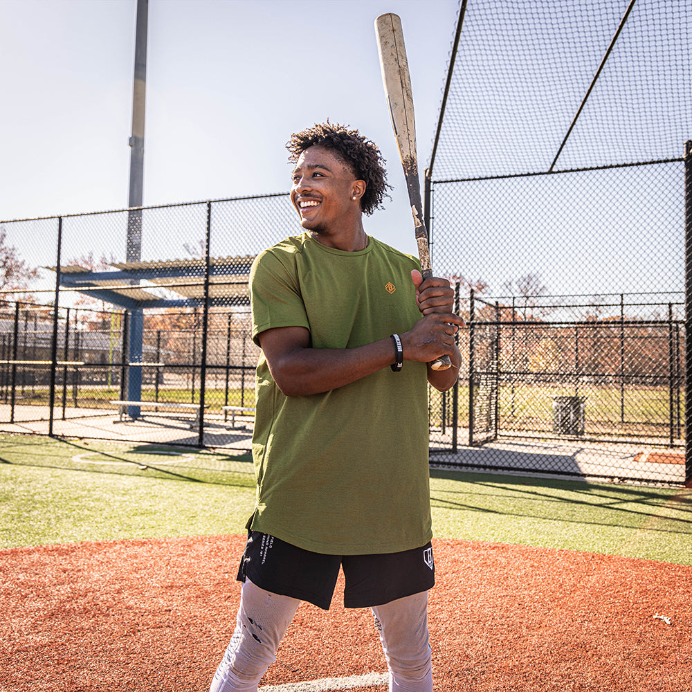 Diamond Tech Tee - Olive Green/Orange