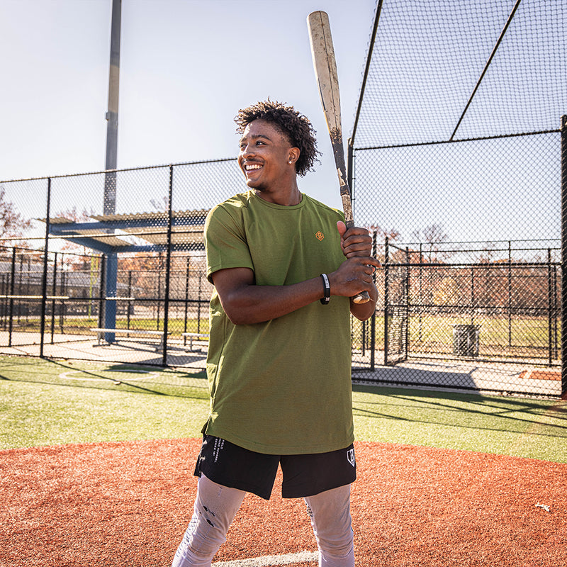 Diamond Tech Tee - Olive Green/Orange