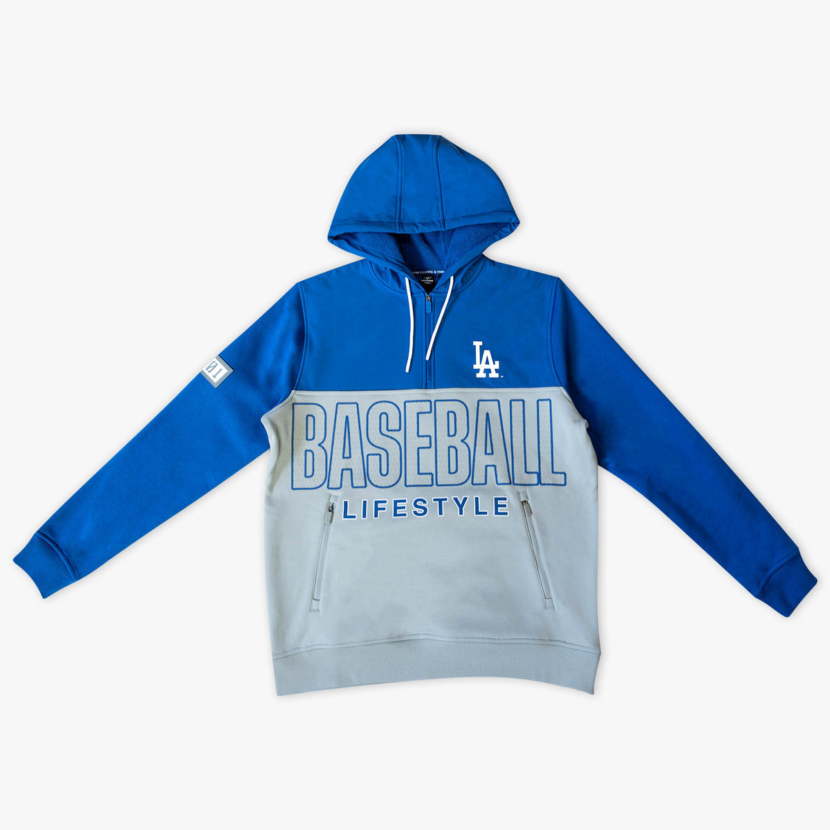 Blue Los Angeles Dodgers Color Block quarter zip — front view