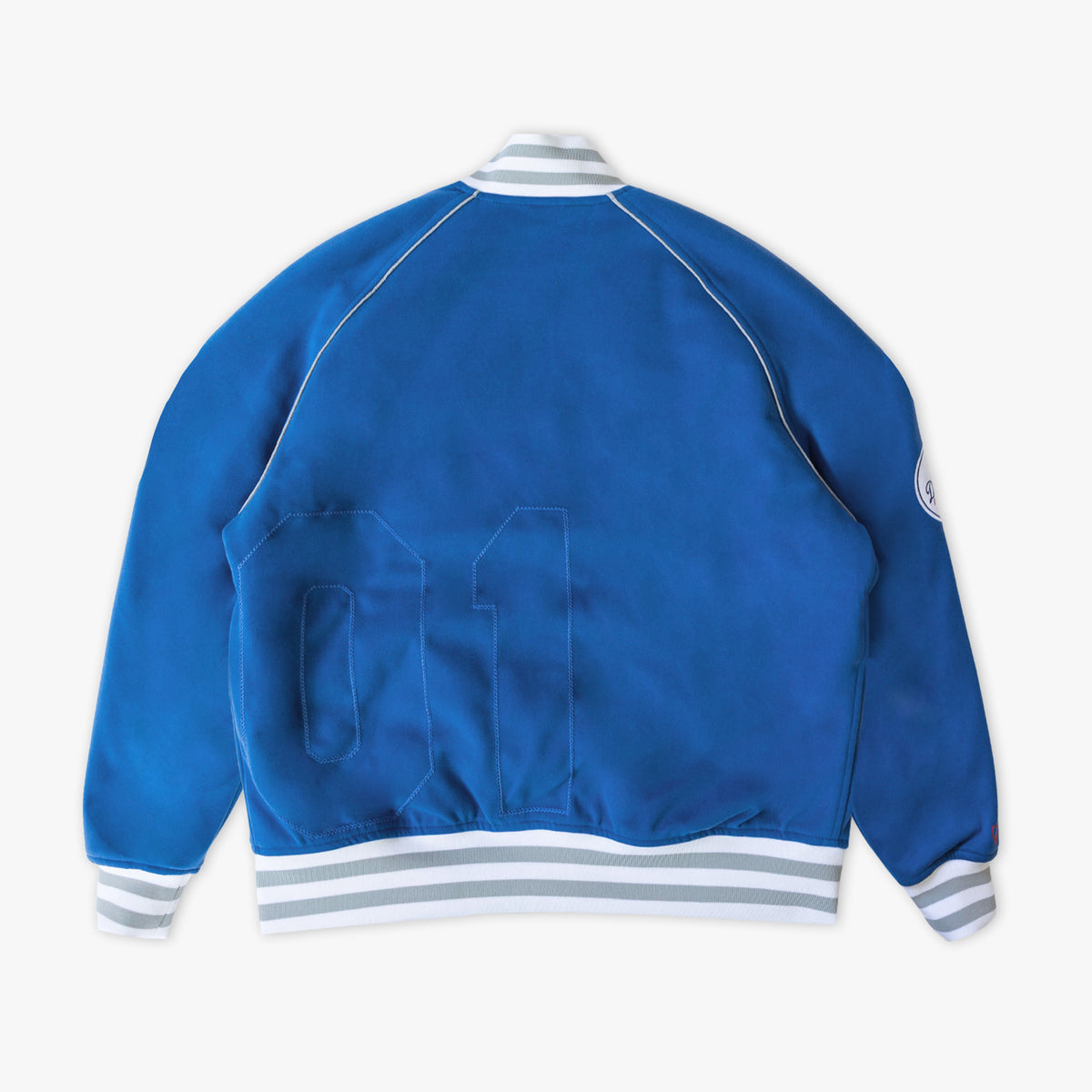 Blue Los Angeles Dodgers Stadium youth bomber jacket — back view
