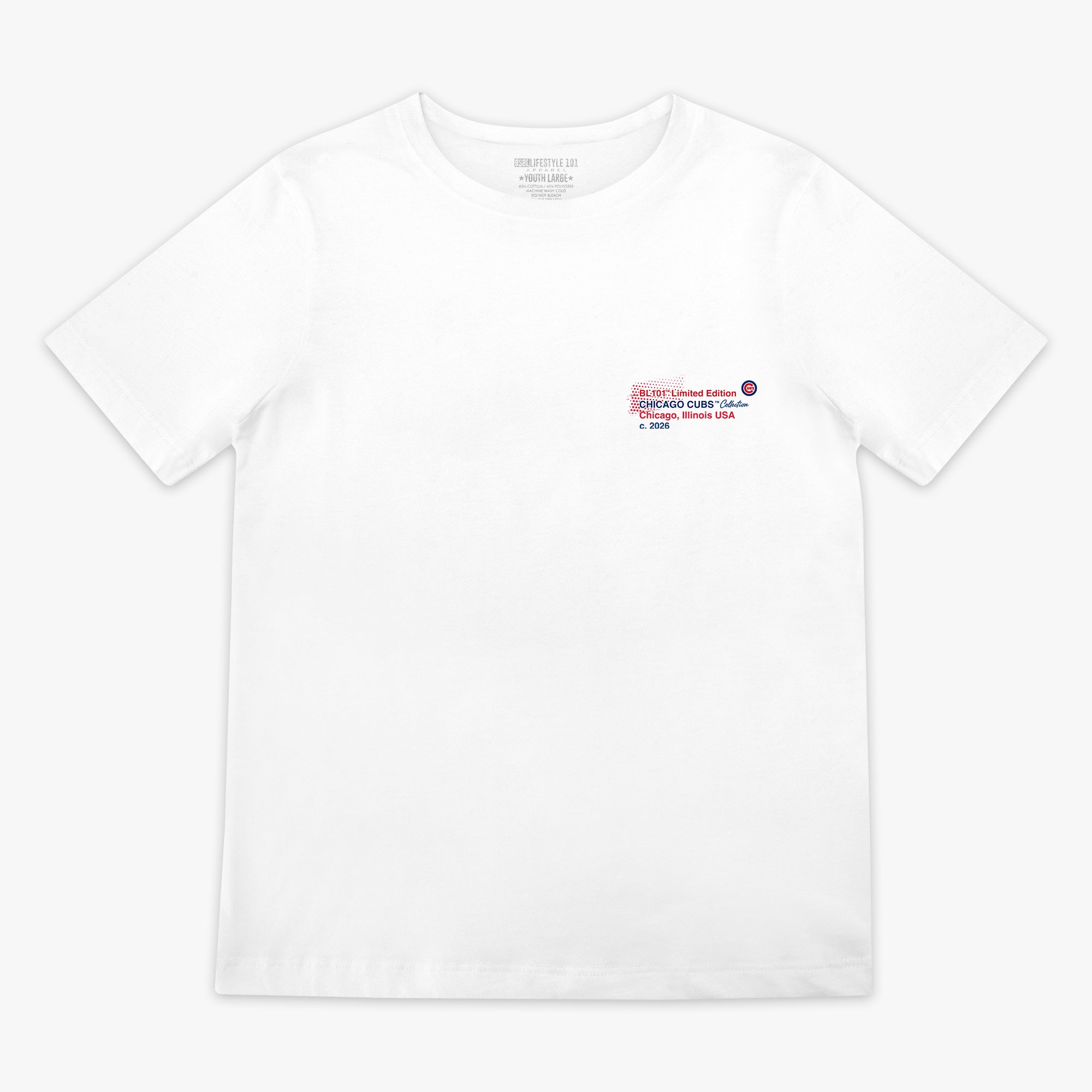 Youth graphic tee with “Chicago Cubs Drip” design — front view