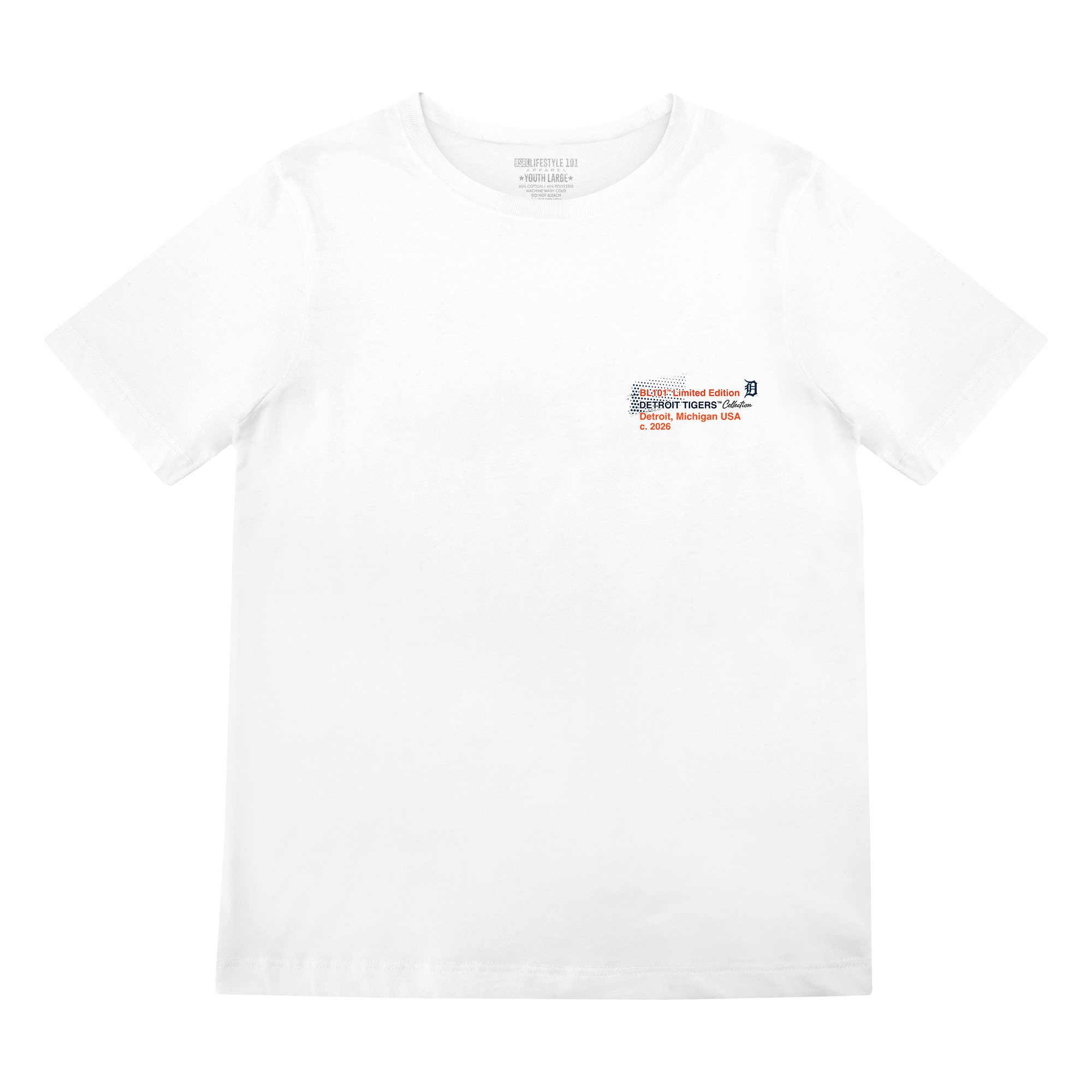 Youth graphic tee with “Detroit Tigers Drip” design — front view