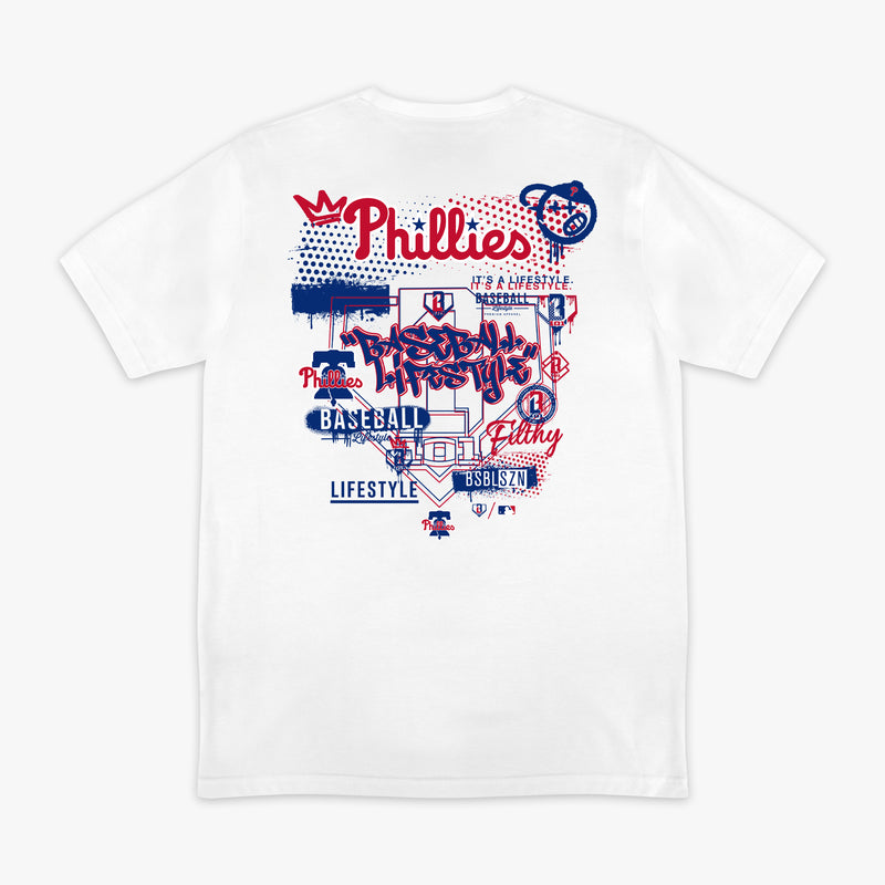 Graphic tee with “Philadelphia Phillies Drip” design — back view