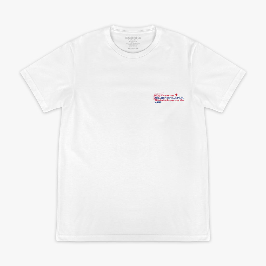 Graphic tee with “Philadelphia Phillies Drip” design — front view