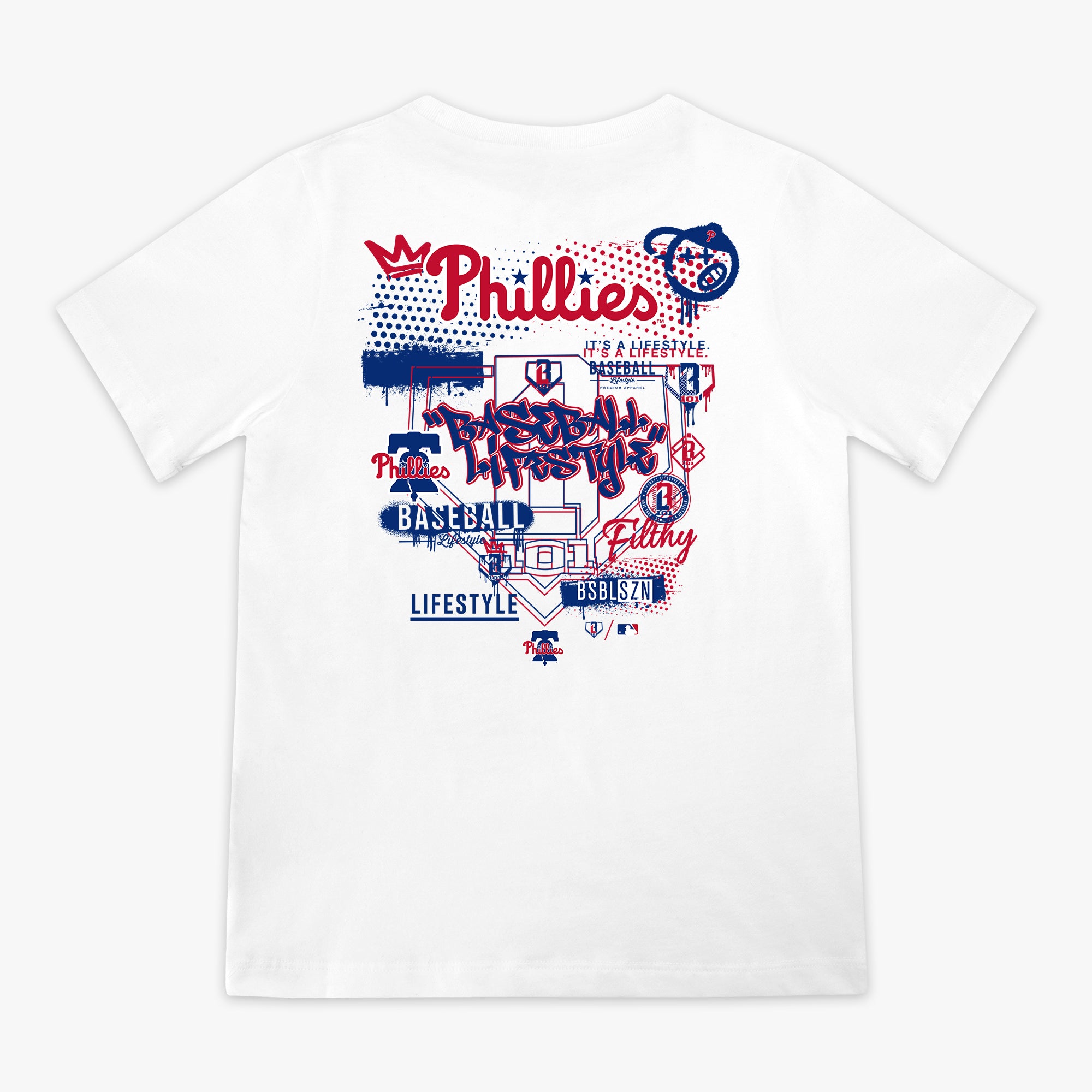 Youth graphic tee with “Philadelphia Phillies Drip” design — back view