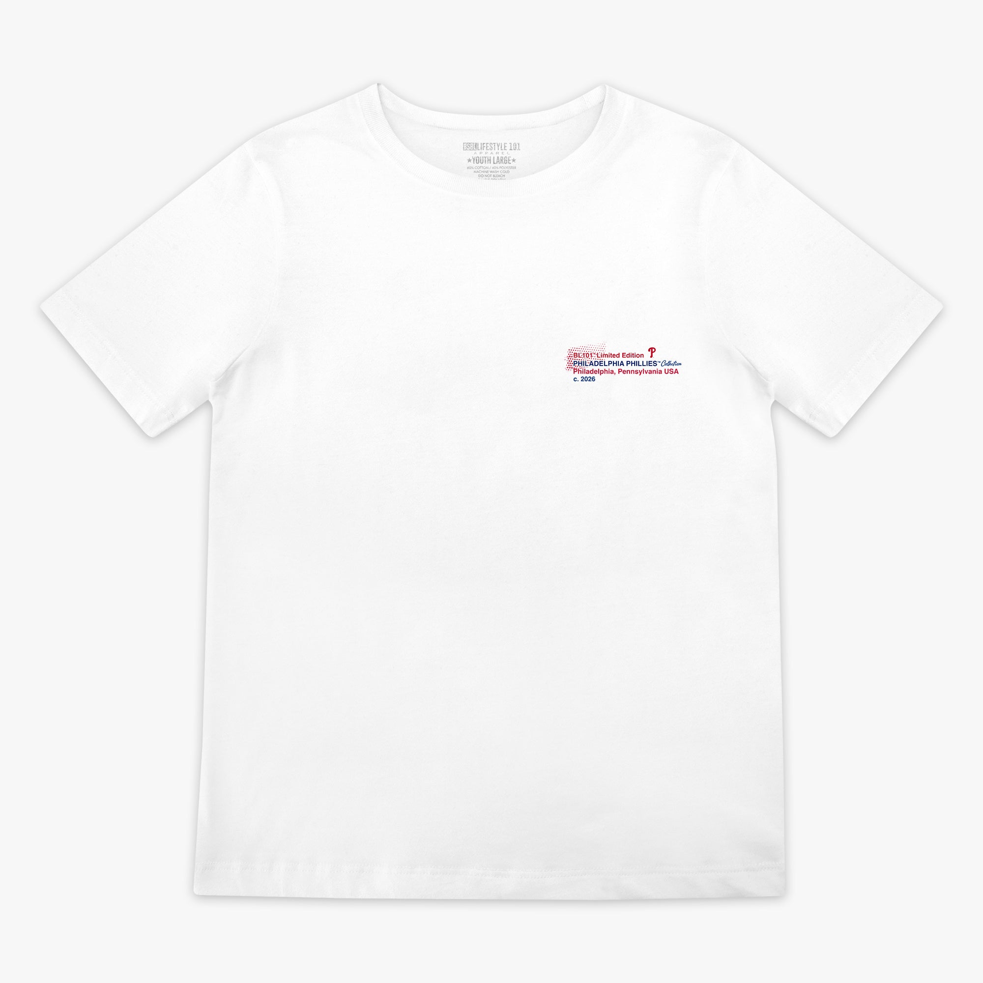 Youth graphic tee with “Philadelphia Phillies Drip” design — front view