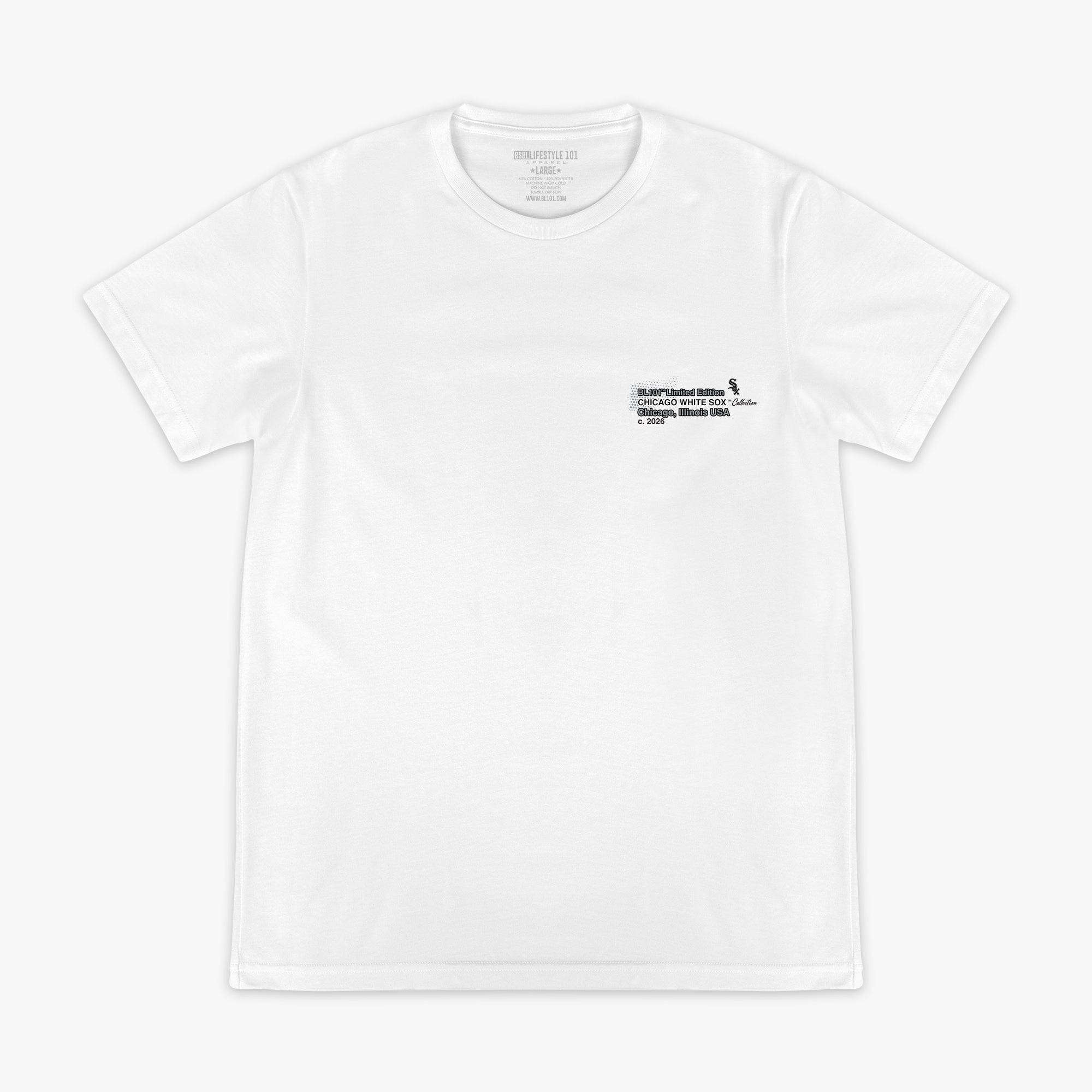 Graphic tee with “Chicago White Sox Drip” design — front view