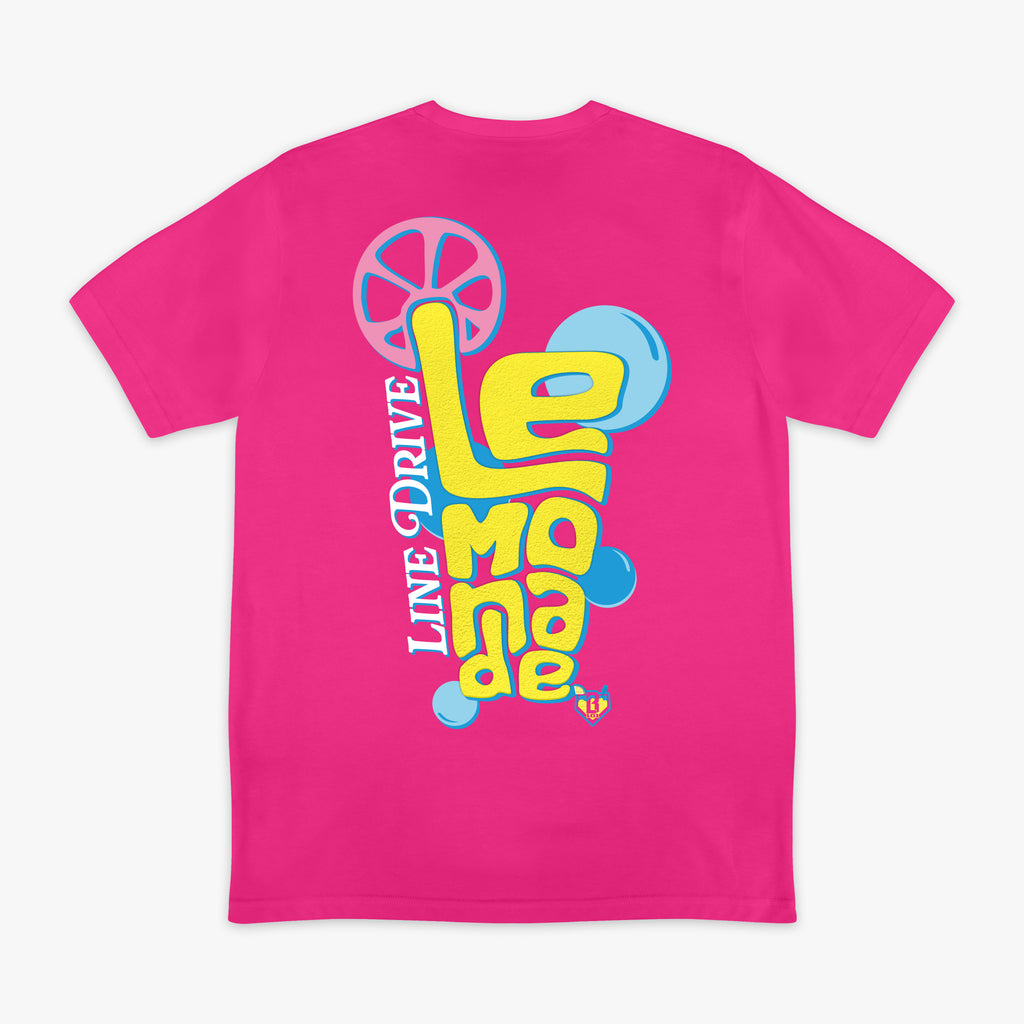 Pink Electric Lemonade graphic tee — back view