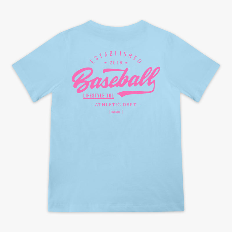 Blue Established Cotton Candy youth graphic tee - back view