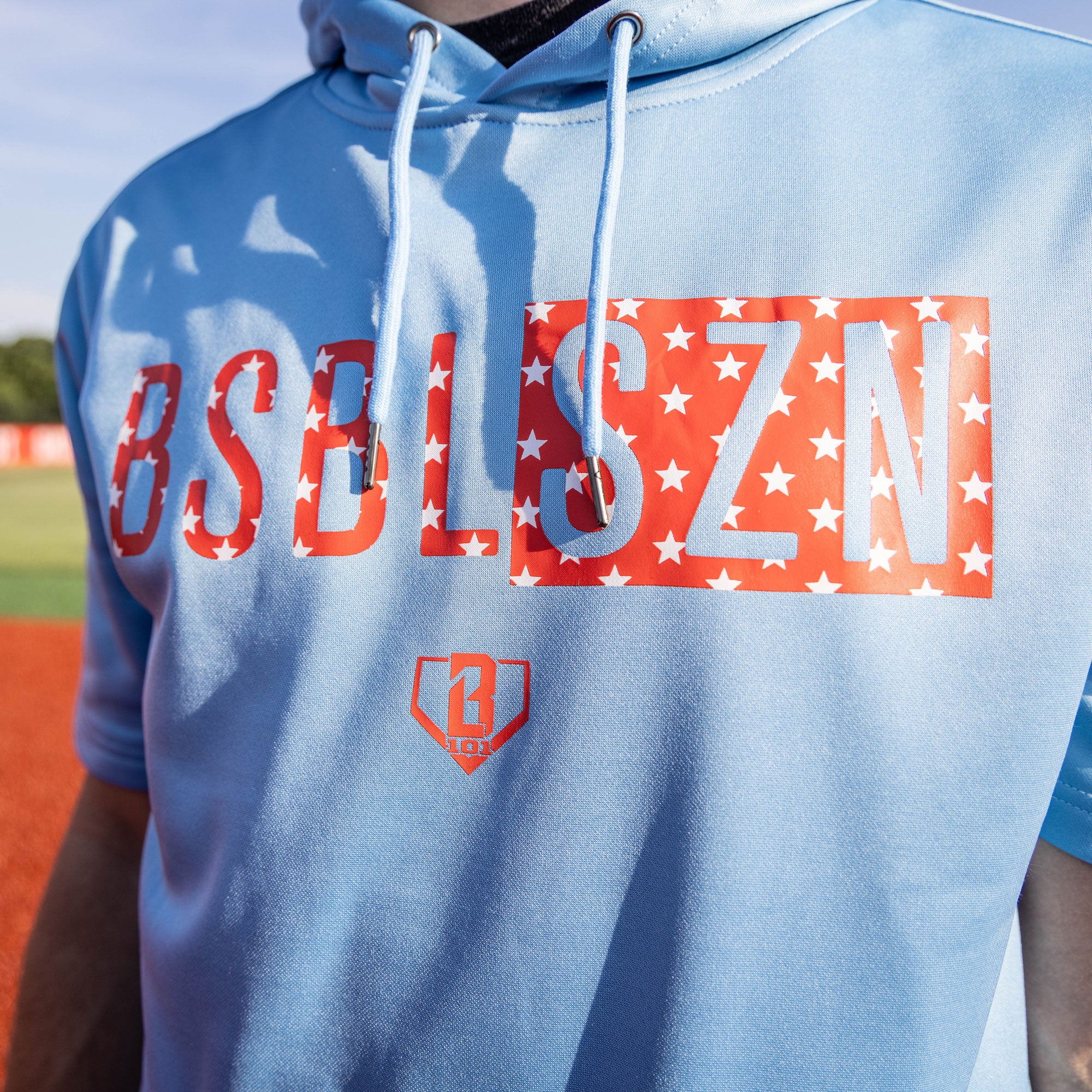 BSBL-SZN Short Sleeve Hoodie V2 - Freedom - Baseball Lifestyle 101