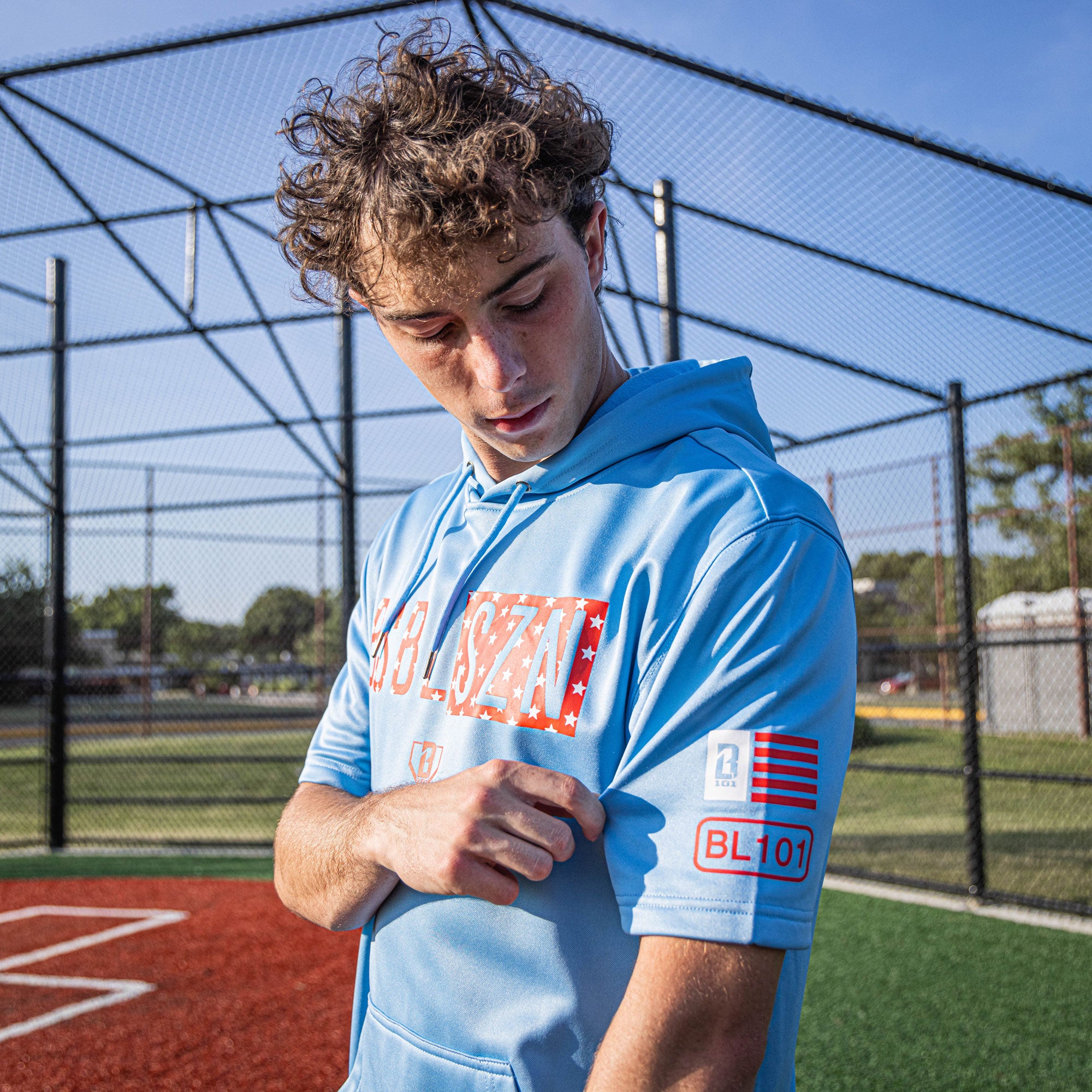 F*F様 Ashley Williams クロップド パーカー ブルー S BSBL-SZN Short Sleeve Hoodie V2 - Freedom - Baseball Lifestyle 101