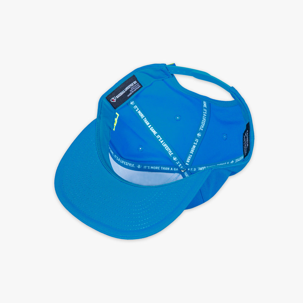 Blue cap with Baseball Lifestyle tag on a white background