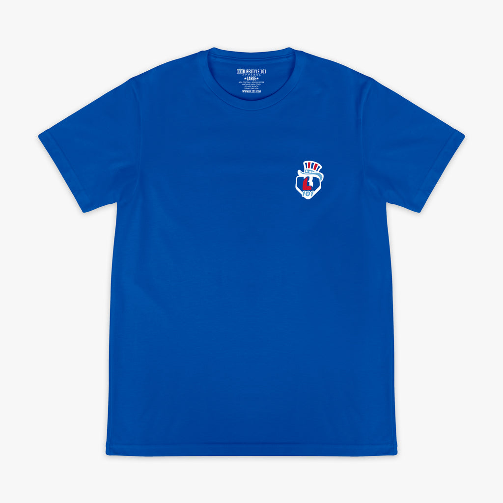 Firework 4th of July baseball blue tee USA patriotism
