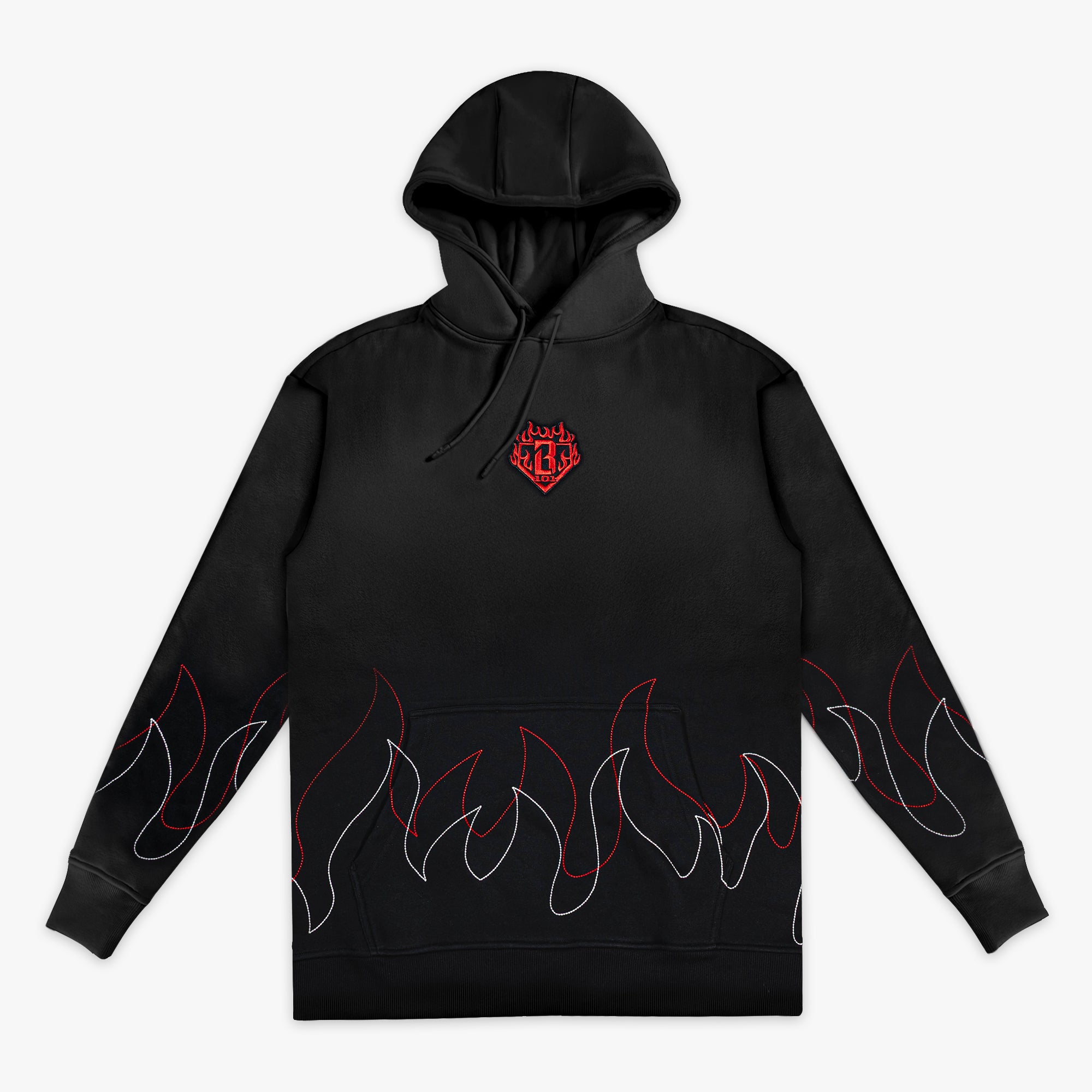 Flames Stitched Hoodie - Baseball Lifestyle 101