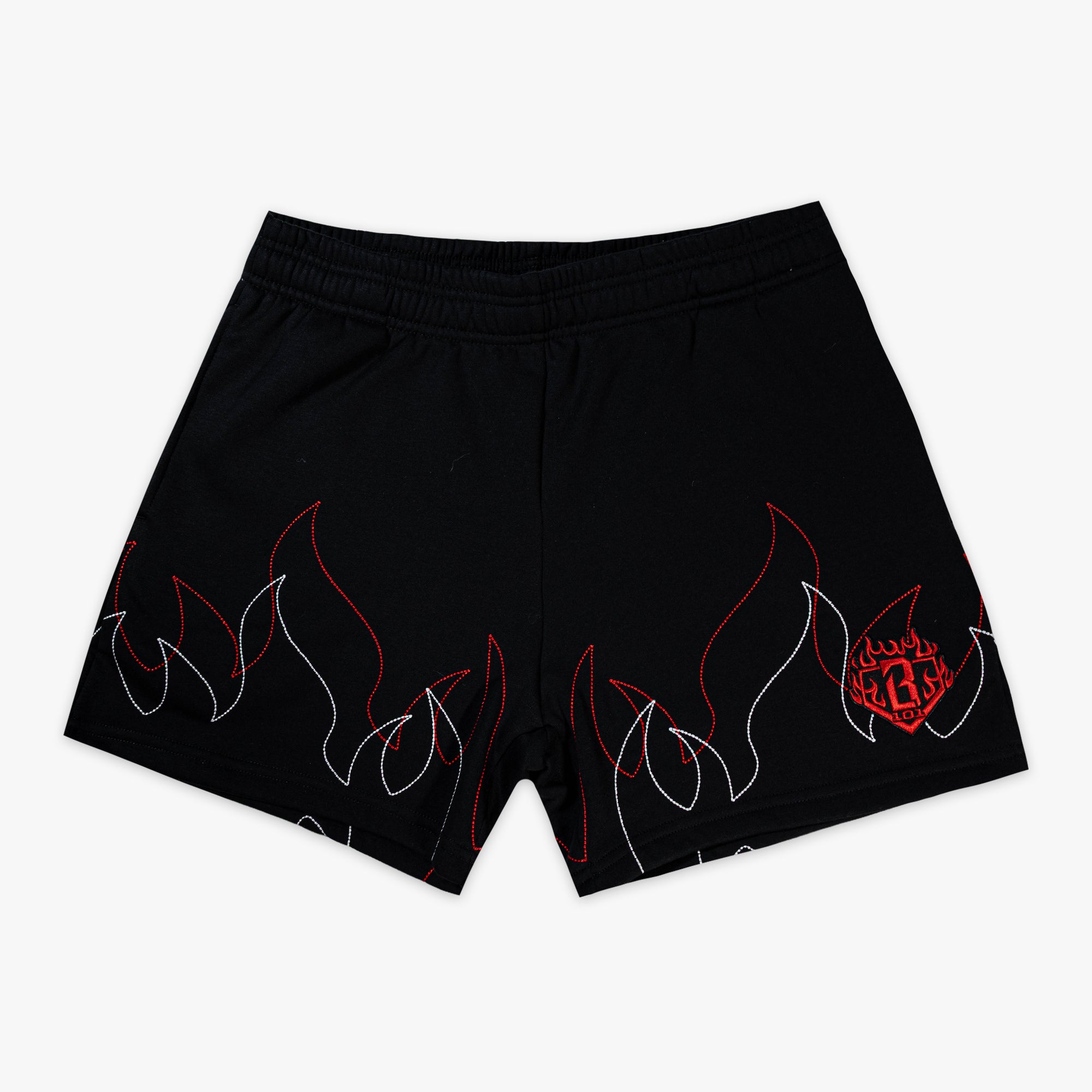 Flames Stitched Sweatshorts - Baseball Lifestyle 101