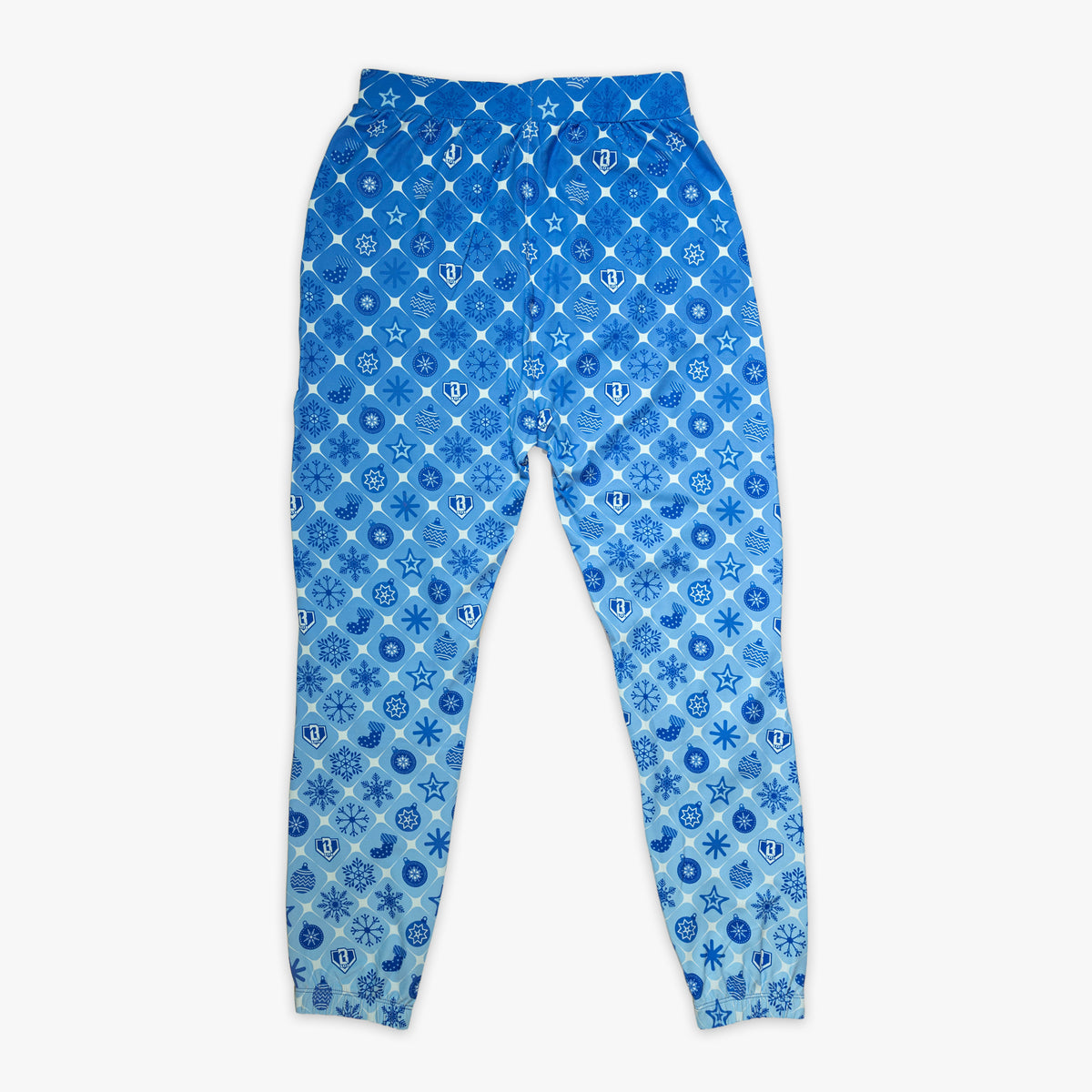 Blue youth pajama pants with "Frozen Diamond" design — back view