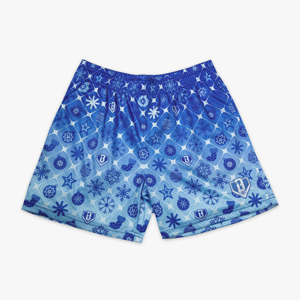 Blue shorts with "Frozen Diamond" design - front view