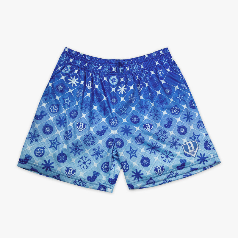 Blue shorts with "Frozen Diamond" design - front view