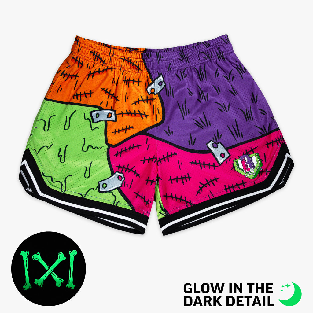 Multi-Color shorts with glow-in-the-dark "Stitched For The Show" detail