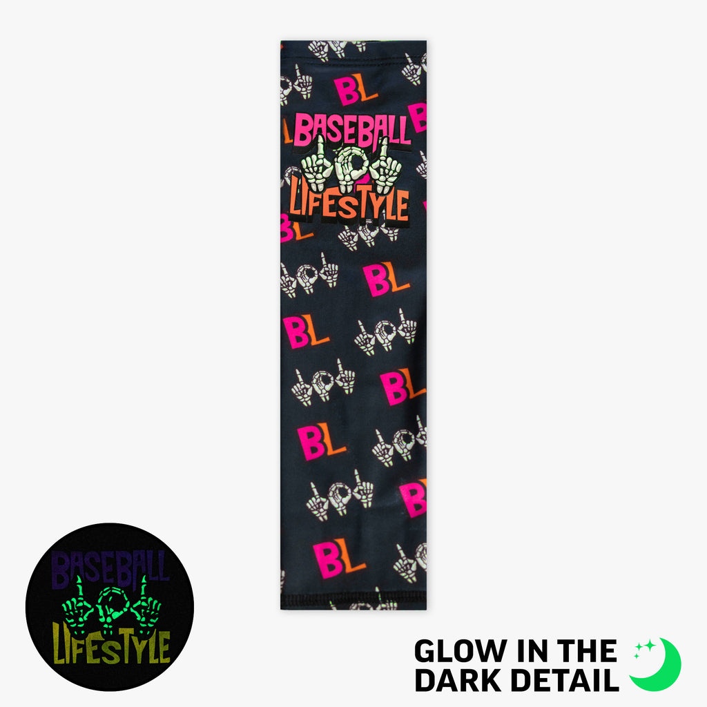 Black youth armsleeve with glow-in-the-dark "101 Skeleton" detail