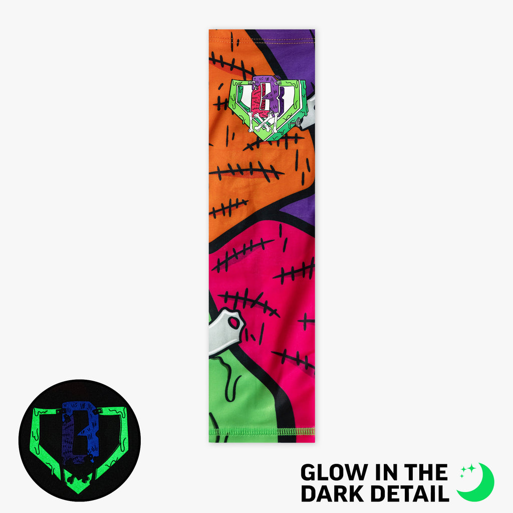 Multi-Color youth armsleeve with glow-in-the-dark "Stitched For The Show" detail