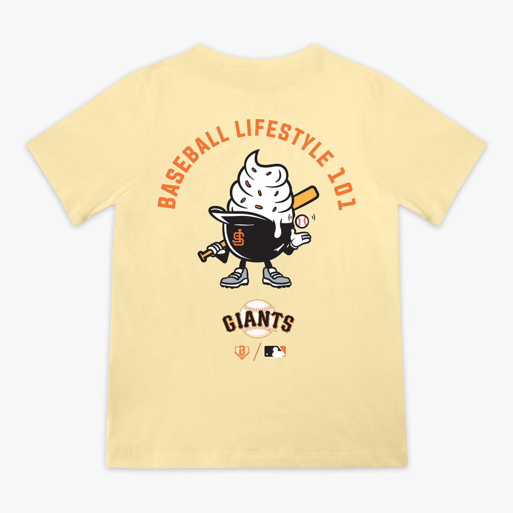 Cream youth graphic tee with "San Francisco Giants Ice Cream" design - back view