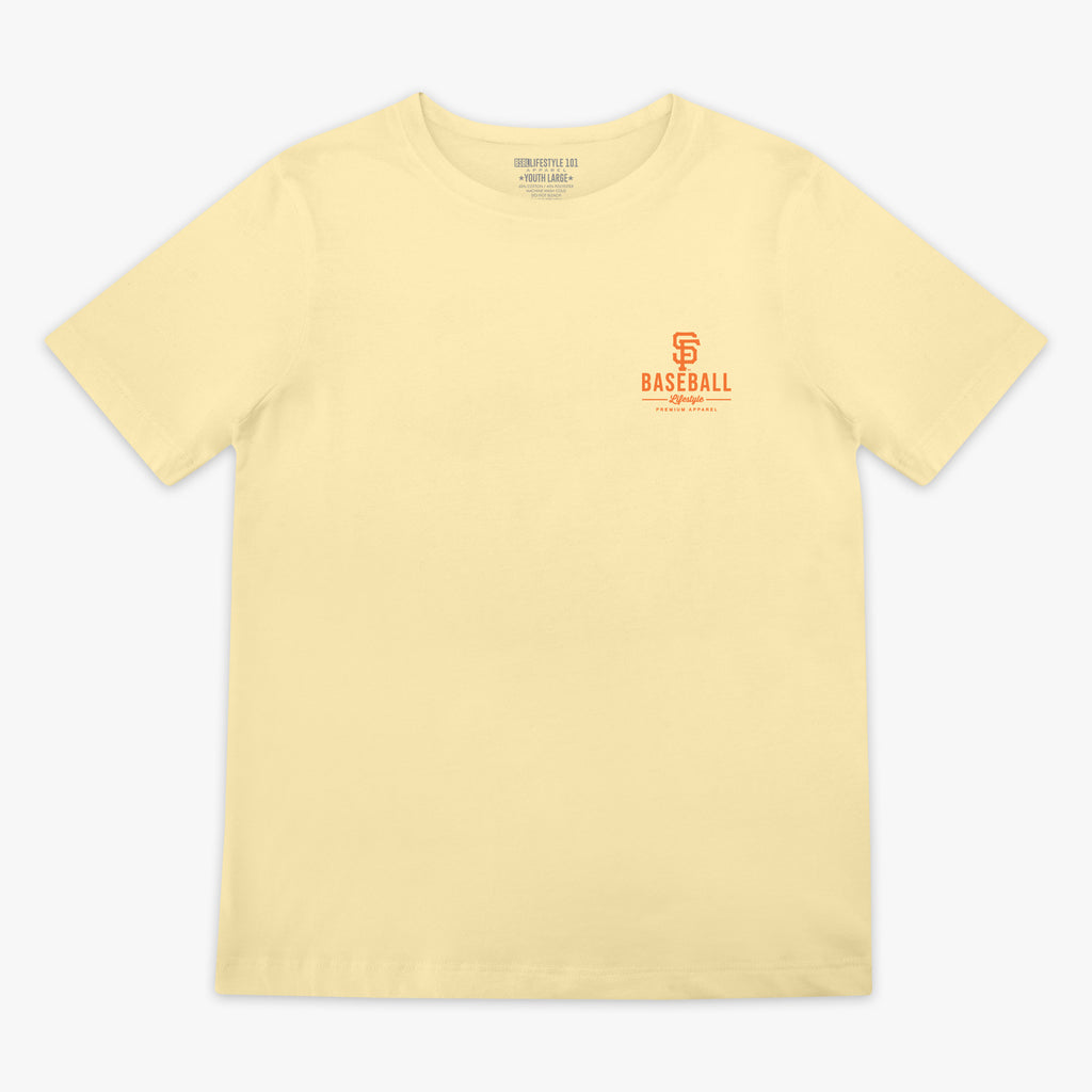 Cream youth graphic tee with "San Francisco Giants Ice Cream" design - front view
