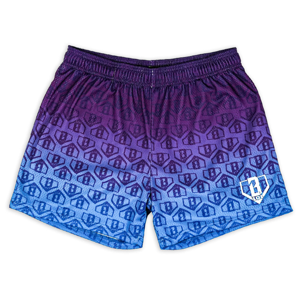 Adult model wearing gradient City Vice shorts