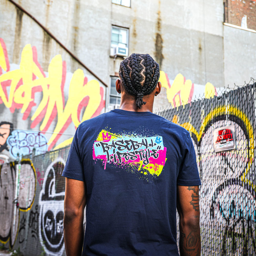 Graffiti Crown Tee - Navy - Baseball Lifestyle 101