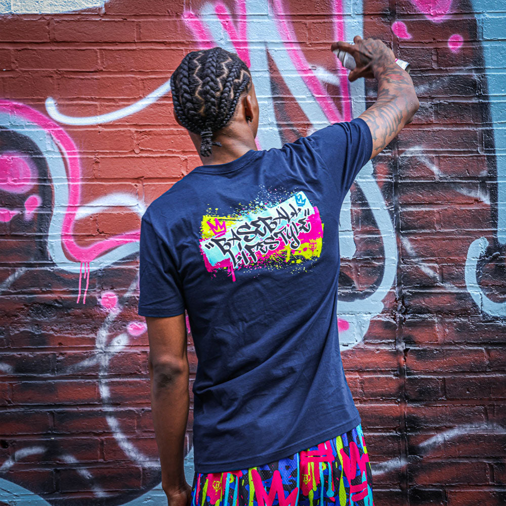 Graffiti Crown Tee - Navy - Baseball Lifestyle 101