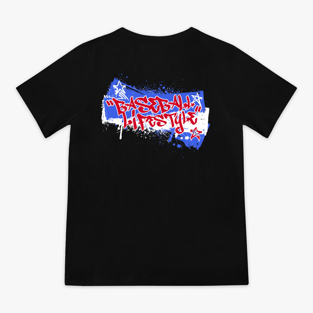 Black Graffiti Stars USA youth graphic tee - back view