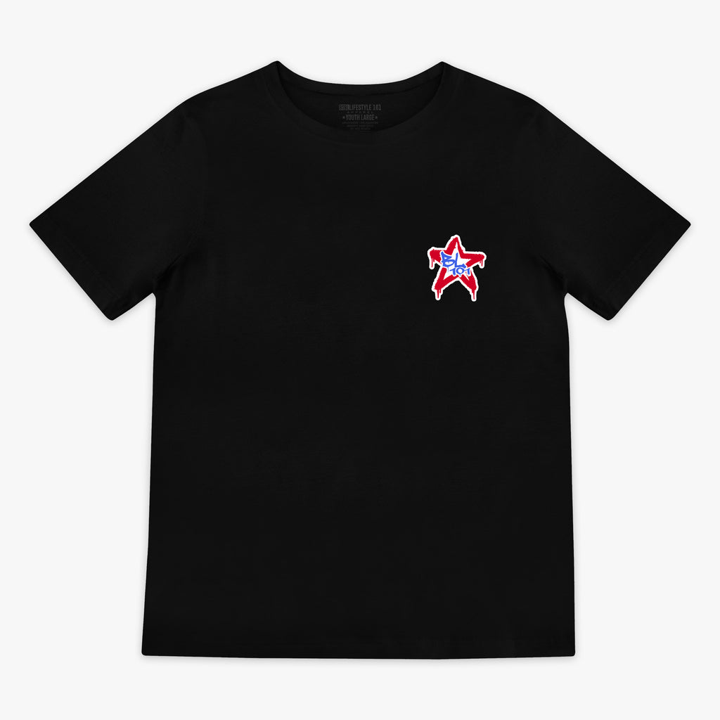 Black Graffiti Stars USA youth graphic tee - front view