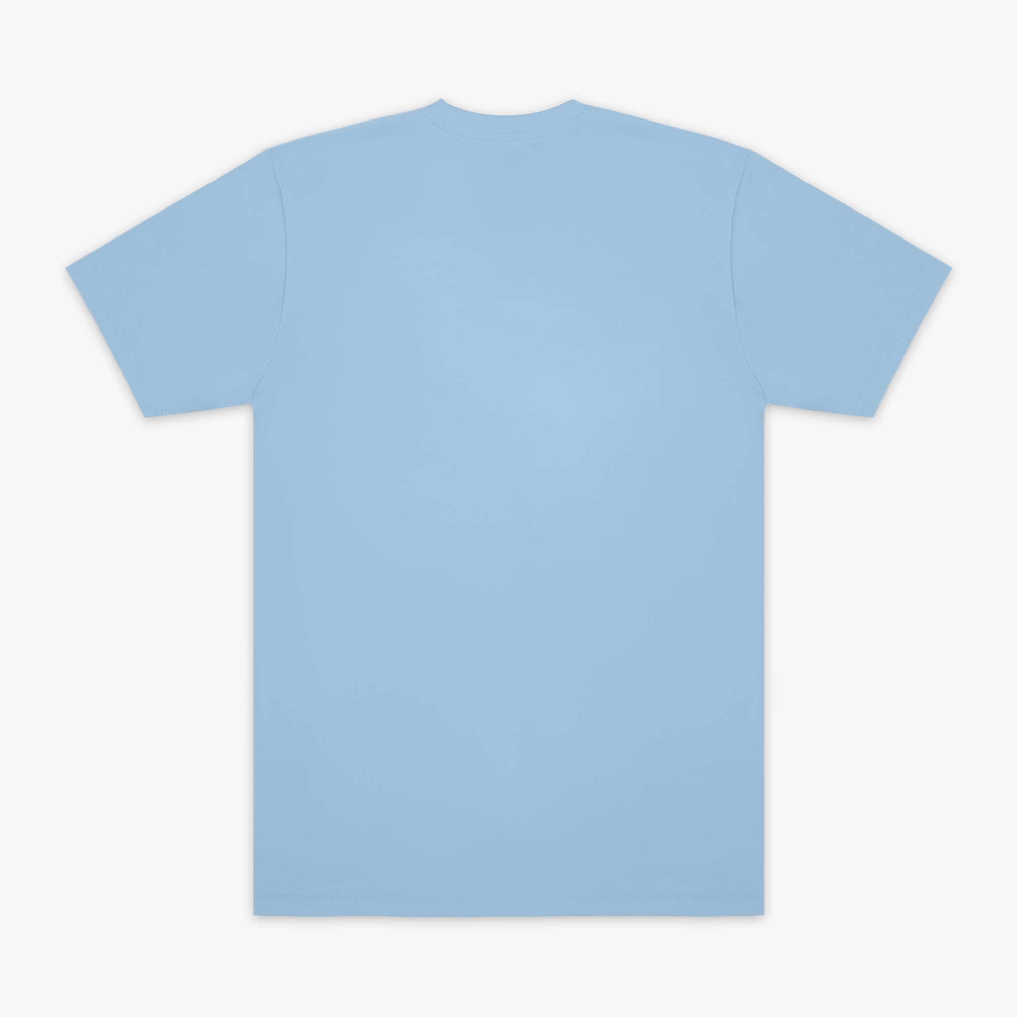 Plain light blue t-shirt on a white background