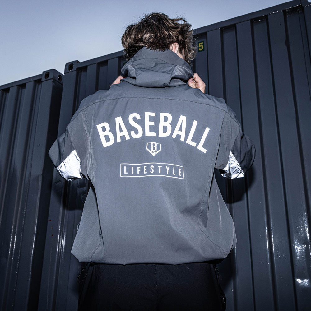 Gray Heritage Premium Windbreaker youth windbreaker - back view