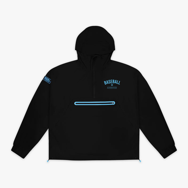 Black and light blue Heritage Premium Windbreaker youth windbreaker — front view