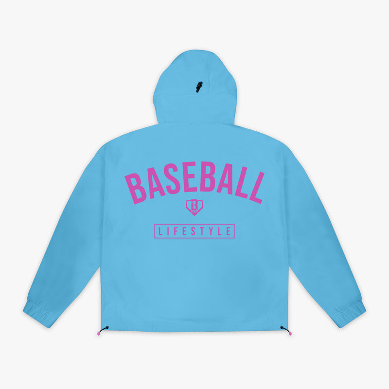 Blue Heritage Premium Windbreaker Cotton Candy Blue youth windbreaker - back view