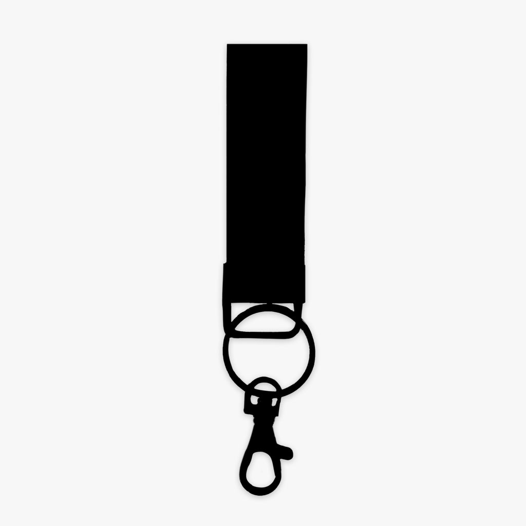 Black keychain on a white background