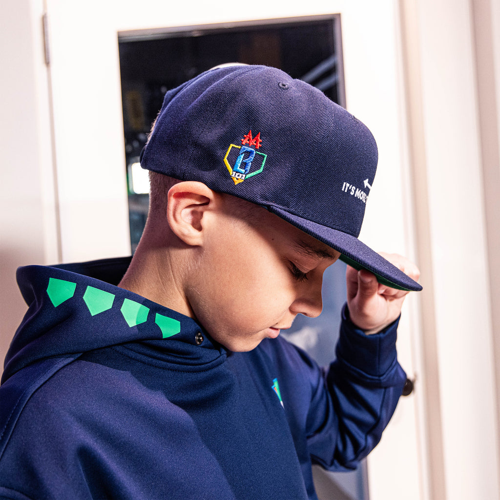 Adult model wearing hat with “Homerun Hustle” design